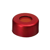11mm Aluminum Crimp Seal (red) with Septa PTFE/Red Rubber, pk.100